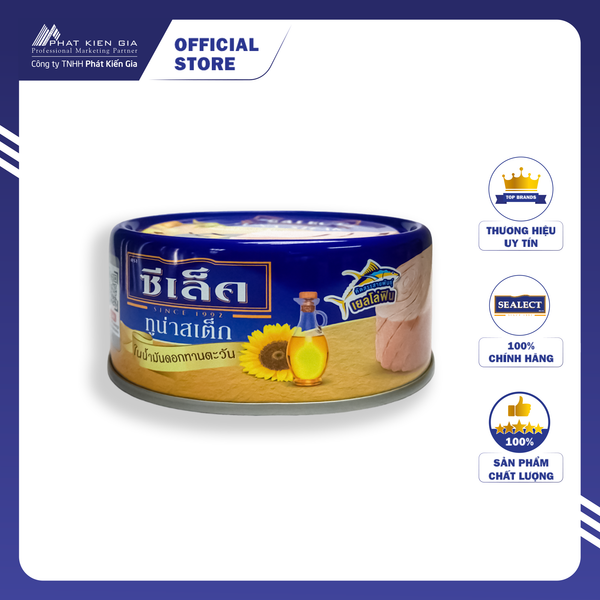 Cá Ngừ Xắt Khúc Ngâm Dầu Hướng Dương Sealect 150g - Nhập Khẩu Thái Lan | Sealect Tuna Steak in Sunflower Oil 150g