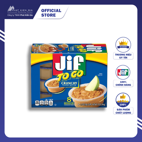 Bơ Đậu Phộng Hạt Jif To Go 344g (8 cốc x 43g), Nhập Khẩu Mỹ | Jif To Go Crunchy Peanut Butter 344g