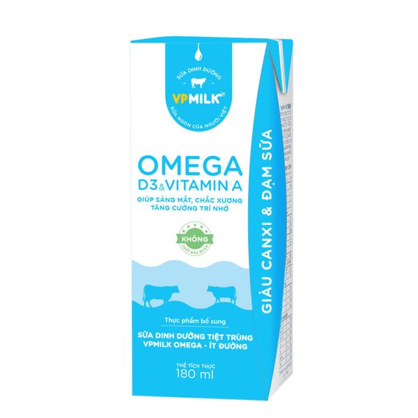 Sữa DD TT VPMilk OMEGA ít đường 4x180ml