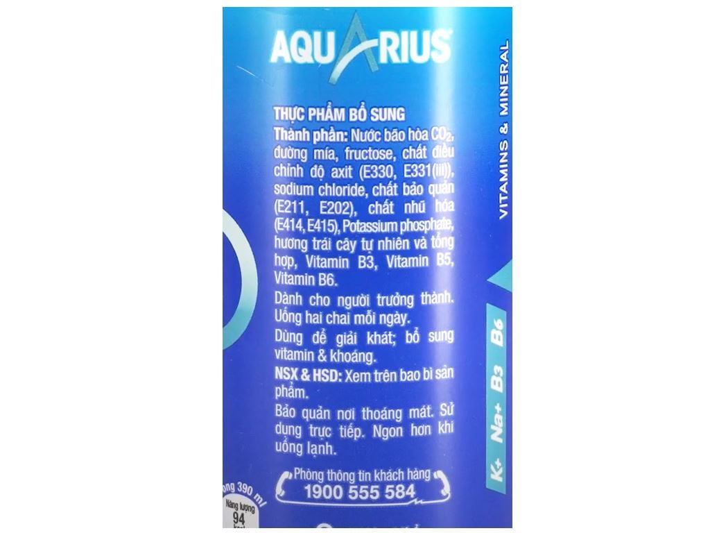 Nước uống thể thao Aquarius Chai 390ml