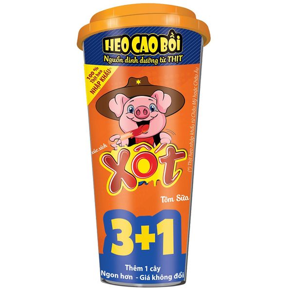 Xúc xích tiệt trùng heo cao bồi xốt tôm sữa 4x15g