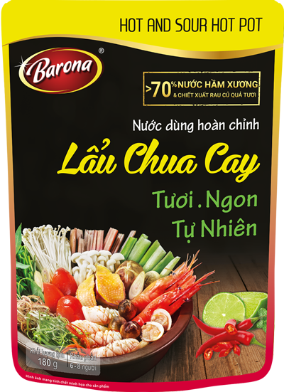 Nước dùng hoàn chỉnh Lẩu chua cay Barona 180g