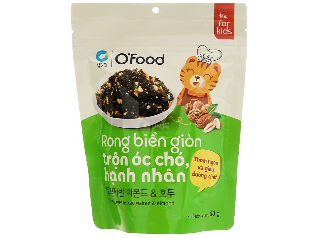 Rong biển giòn trộn óc chó, hạnh nhân O'food Gói 30g