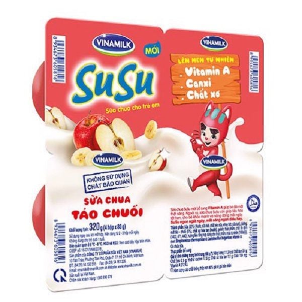 SCA Vinamilk Susu Táo Chuối - Vỉ 4 x 80g