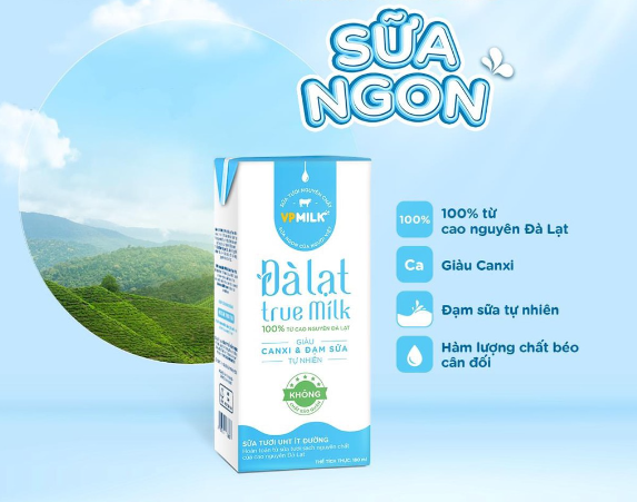 Sữa tươi UHT không đường VPMilk 4x180ml