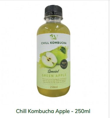 Vchill kombucha Trà bất tử vị táo xanh 250ml