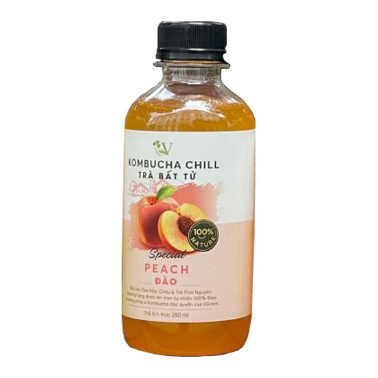 Vchill kombucha Trà bất tử vị đào 250ml