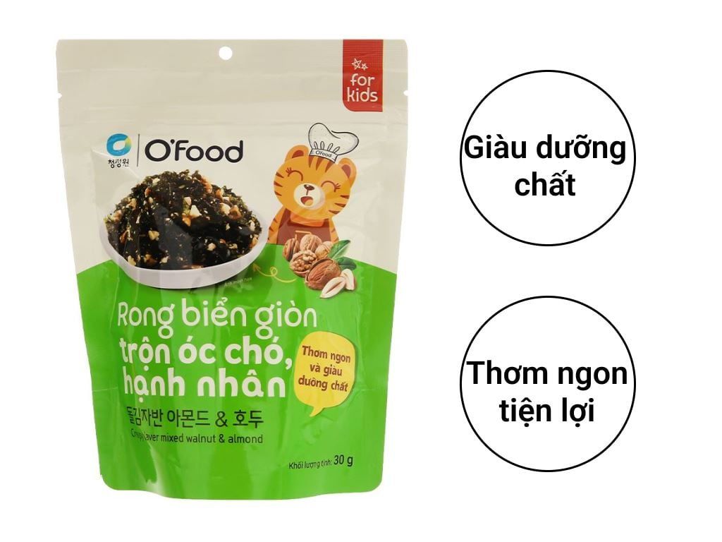 Rong biển giòn trộn óc chó, hạnh nhân O'food Gói 30g