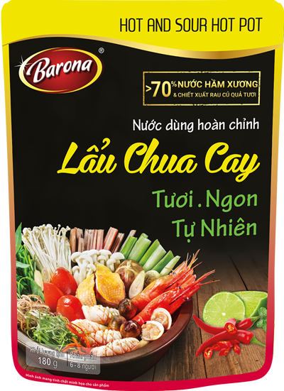 Nước dùng hoàn chỉnh Lẩu chua cay Barona 180g
