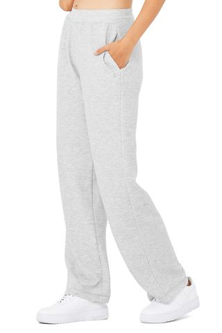 Micro Waffle High-Waist Pleasant Wide Leg Pants in Athletic Heather Grey by Alo  Yoga