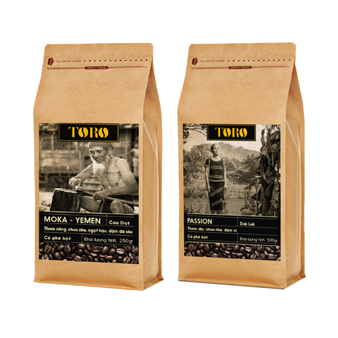 Bộ Mix Cà Phê Bột Toro Moka Yemen & Toro Passion Nguyên Chất 100% - 250gr & 500gr/Gói