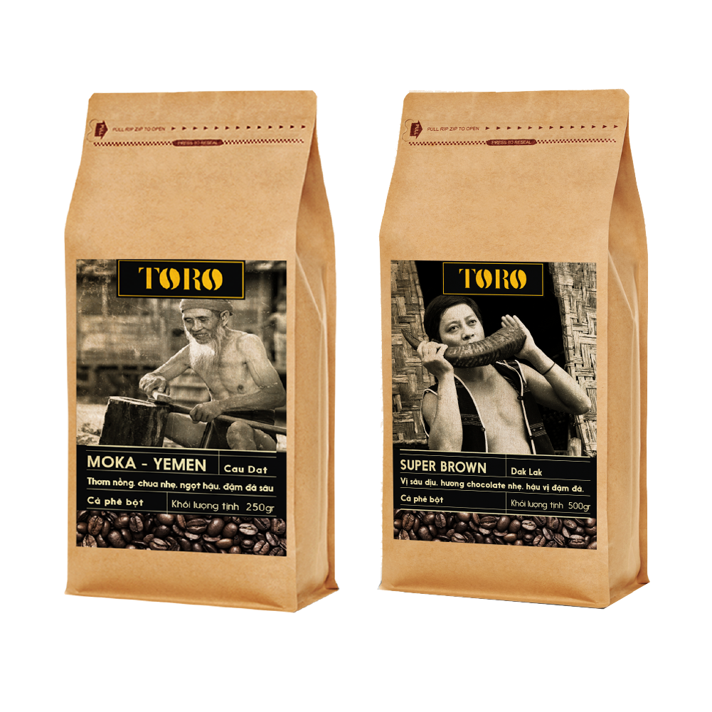 Bộ Mix Cà Phê Bột Toro Moka Yemen & Toro Super Brown Nguyên Chất 100% - 250gr & 500gr/Gói