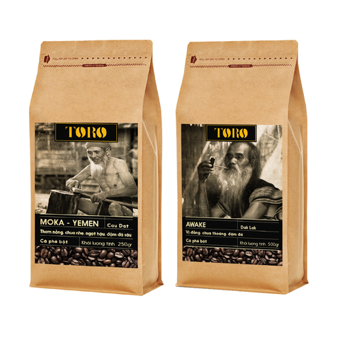 Bộ Mix Cà Phê Bột Toro Moka Yemen & Toro Awake Nguyên Chất 100% - 250gr & 500gr/Gói