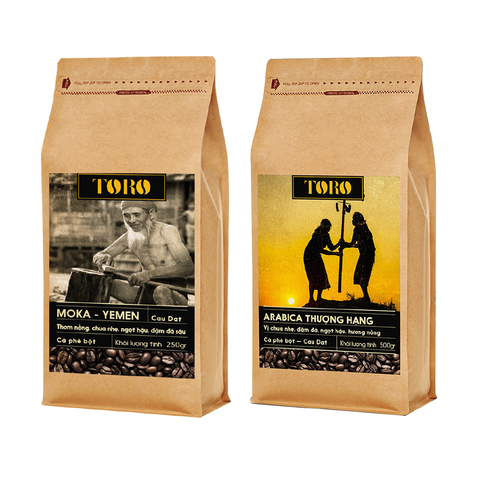 Bộ Mix Cà Phê Bột Toro Moka Yemen & Toro Arabica Thượng Hạng Nguyên Chất 100% - 250gr & 500gr/Gói