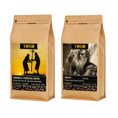 Bộ Mix Cà Phê Bột Toro Arabica Thượng Hạng & Toro Awake Nguyên Chất 100% - 500gr/Gói