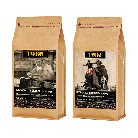 Bộ Mix Cà Phê Bột Toro Moka Yemen & Toro Robusta Thượng Hạng Nguyên Chất 100% - 250gr & 500gr/Gói
