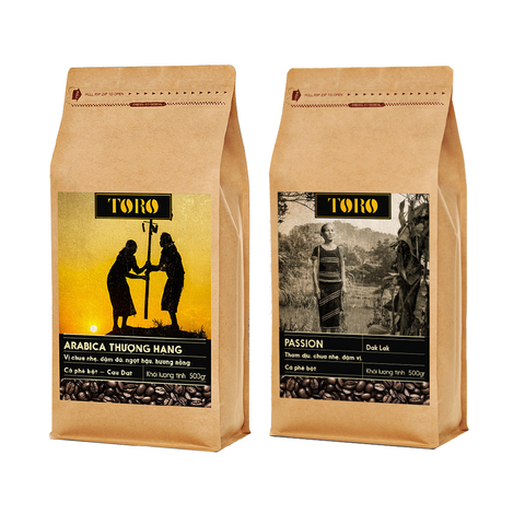 Bộ Mix Cà Phê Bột Toro Arabica Thượng Hạng & Toro Passion Nguyên Chất 100% - 500gr/Gói