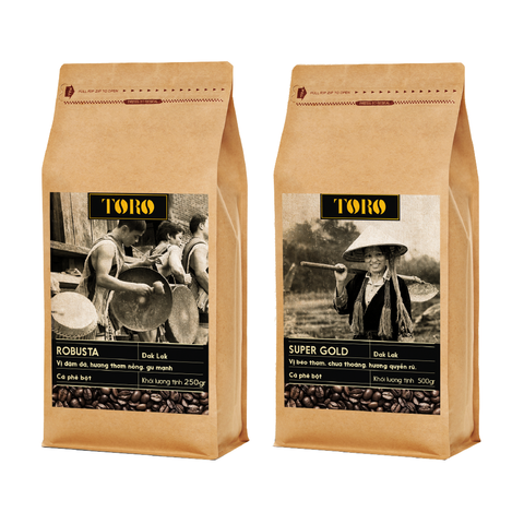 Bộ Mix Cà Phê Bột Toro Robusta  & Toro Super Gold Nguyên Chất 100% - 500gr/Gói