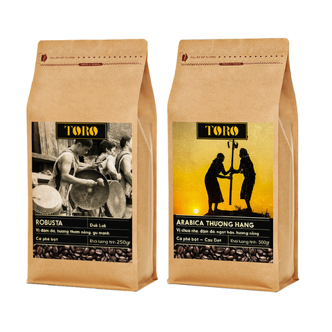 Bộ Mix Cà Phê Bột Toro Robusta & Toro Arabica Thượng Hạng Nguyên Chất 100% - 500gr/ Gói