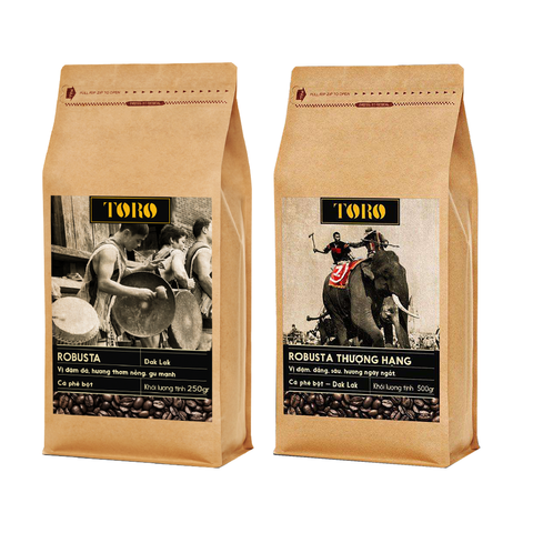 Bộ Mix Cà Phê Bột Toro Robusta & Toro Robusta Thượng Hạng Nguyên Chất 100% - 500gr/Gói