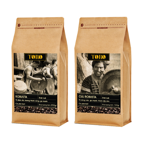Bộ Mix Cà Phê Bột Toro Robusta & Toro Culi Robusta Nguyên Chất 100% - 500gr/Gói