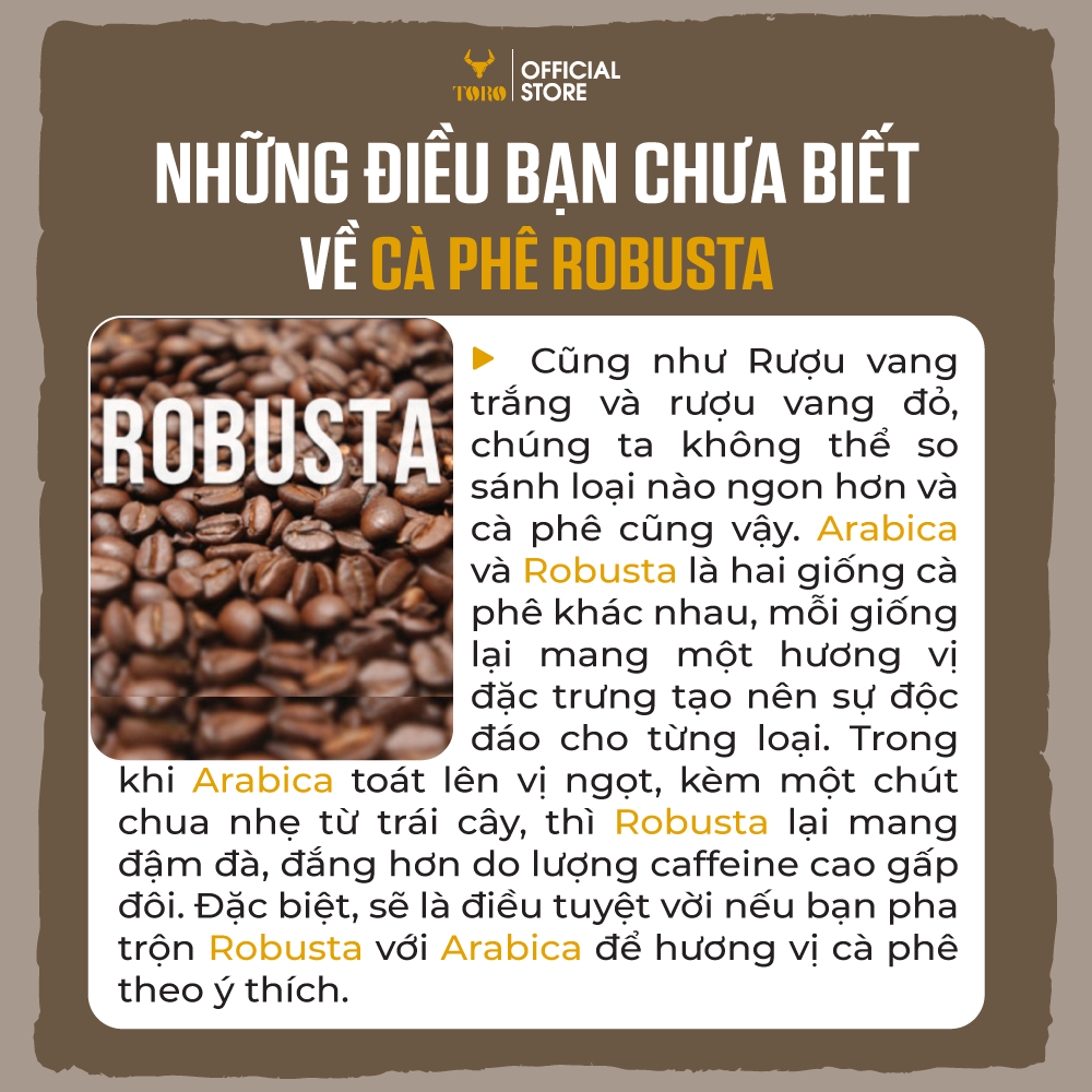 Cà Phê Bột Toro Robusta Thượng Hạng Nguyên Chất 100% - Gói 500gr