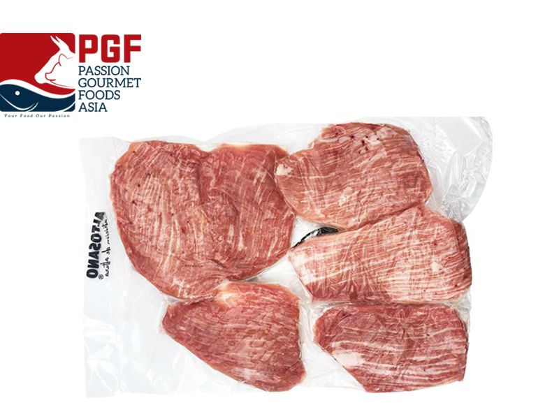 FROZEN GALICIAN PORK CHESTNUT FED PORK SECRETO (JOWL STEAK) Heo hat