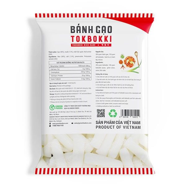 Bánh Gạo Tokbokki Hàn Quốc Dạng Thỏi 500g Và 1kg