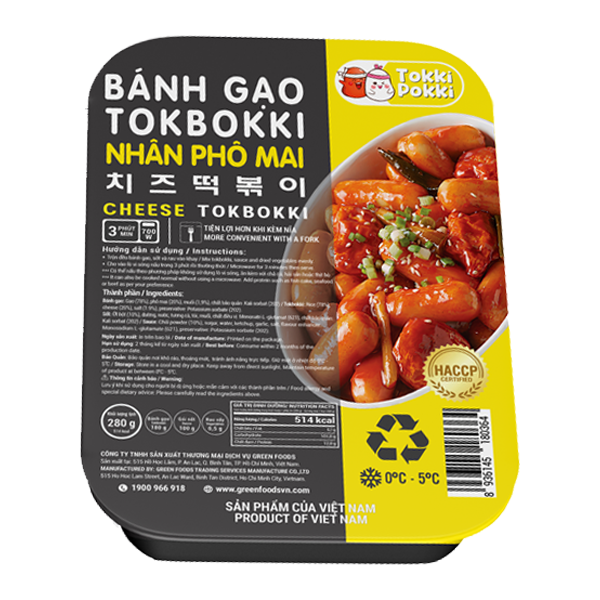 Combo Bánh Gạo Tokbokki Nhân Phô Mai Tokki Pokki 280g