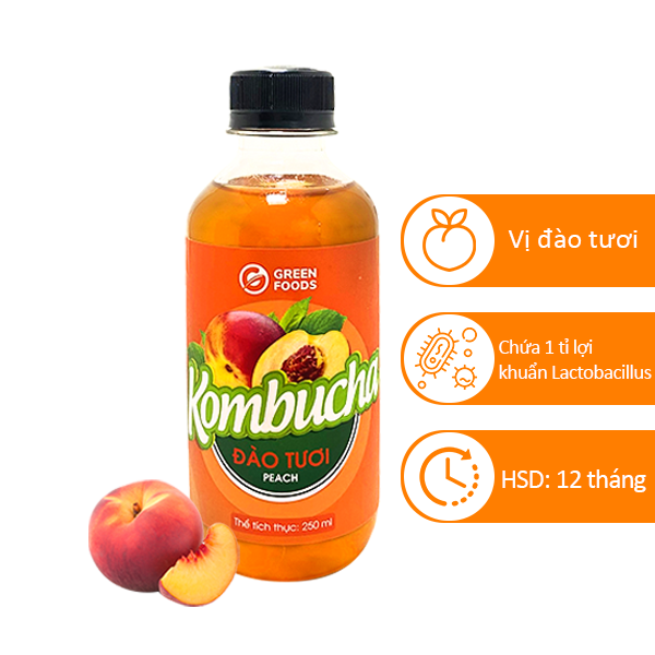 Trà Kombucha Vị Đào Tươi 250ml