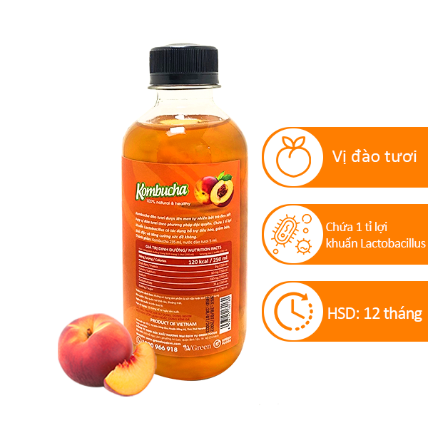 Trà Kombucha Vị Đào Tươi 250ml