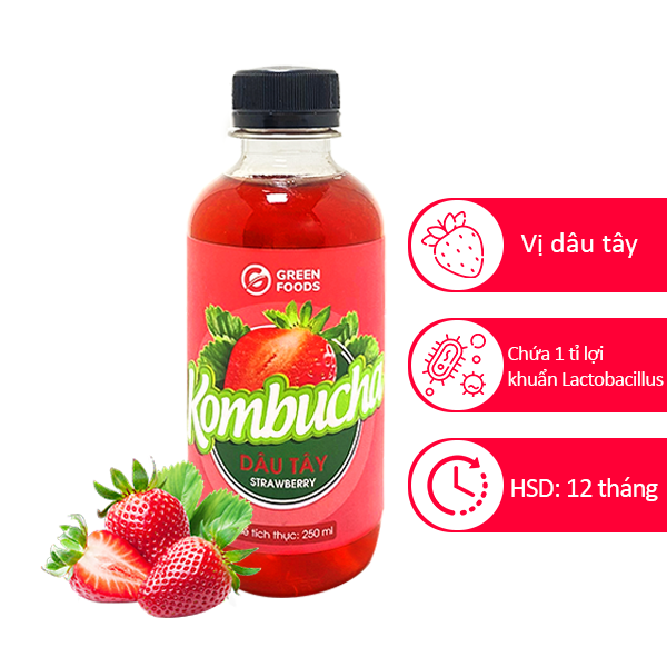 Trà Kombucha Vị Dâu Tây 250ml