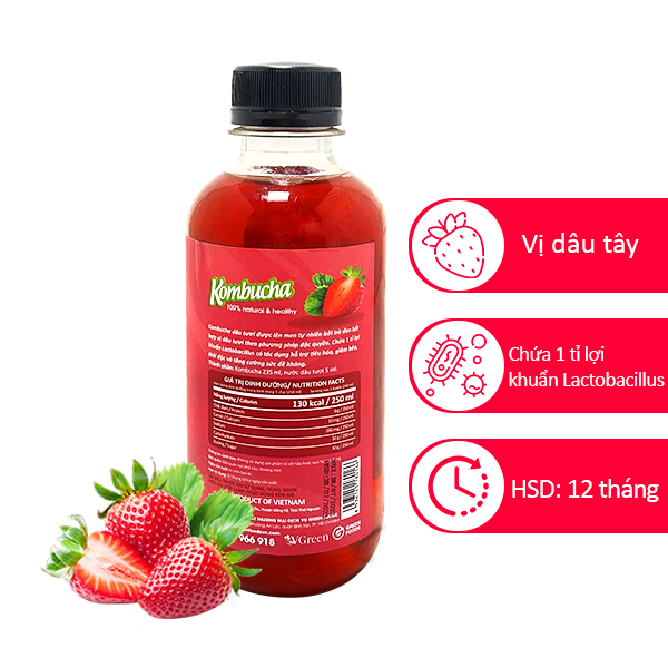 Trà Kombucha Vị Dâu Tây 250ml