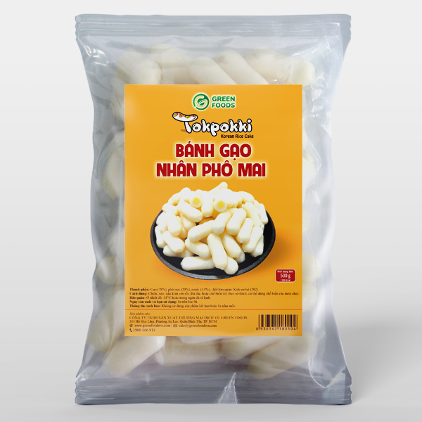 Bánh Gạo Tokbokki Hàn Quốc Nhân Phô Mai 500g - Hàng Đông Lạnh