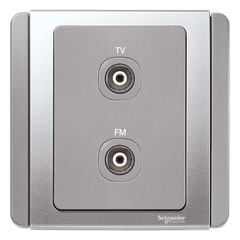 Ổ cắm đôi TV/FM, có 2 kẹp giữ dây, xám [E3032VTVFM_2_GS]