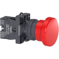 Nút nhấn thả đầu nấm Ø22, N/C, đường kính Ø40mm, màu đỏ [XA2EC42]