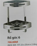 Rổ góc 6 inox 304 2 tầng 23*23 