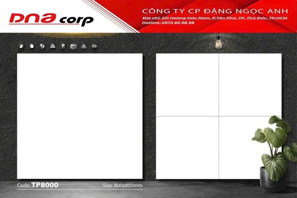  đá mikado màu trắng 80x80 tp 8000 thùng 3v/ 1.92met 