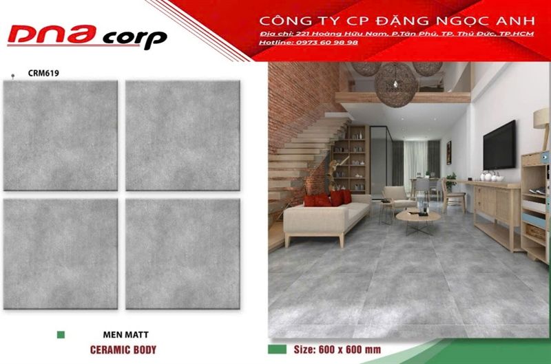  60*60 CRM619 Gạch lát nền men matt (T=4V=1.44M) 