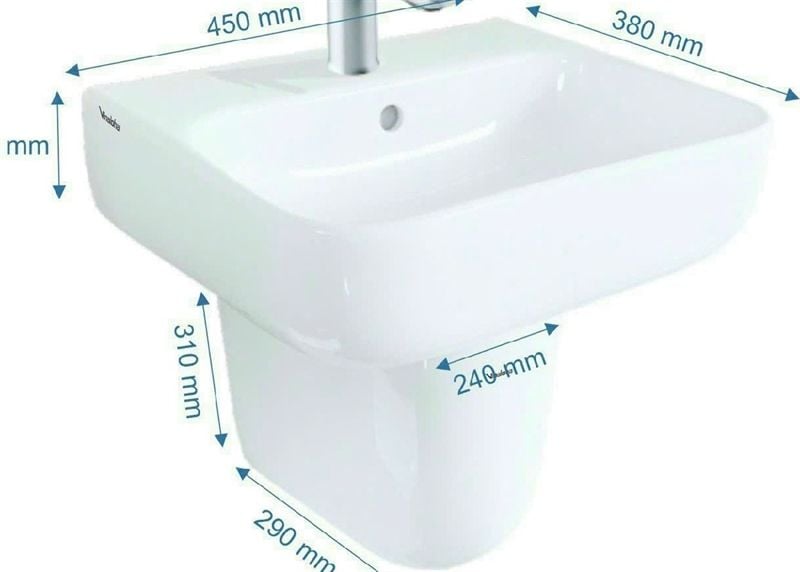  Lavabo vincera v16 + chân v26 sứ thái bình 380*450mm 