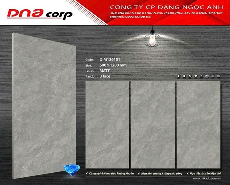  gạch men kim cương 3 tâng siêu cưng hãng mikado 60x 120 dim126101 