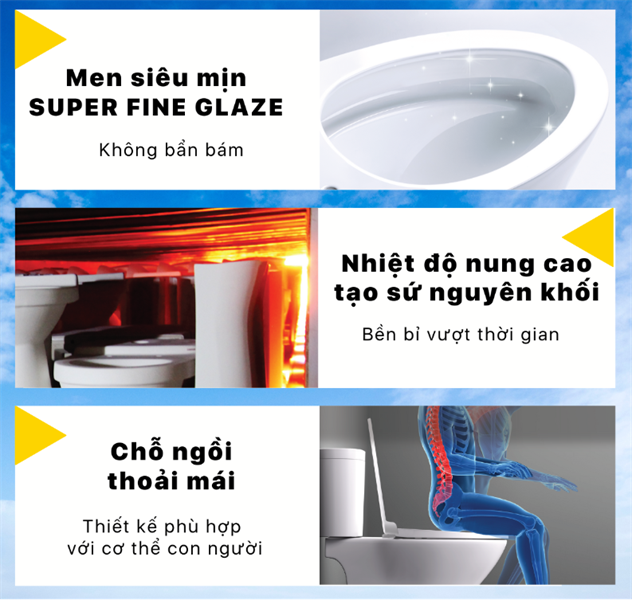  CD1325 Bàn cầu 2 khối nắp thường M220 Caesar 