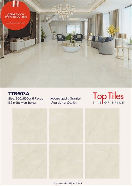 60*60 TTB603A Gạch đá bóng kiếng 6 face 