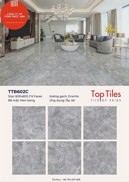  60*60 TTB602C Gạch đá bóng kiếng 6 face 