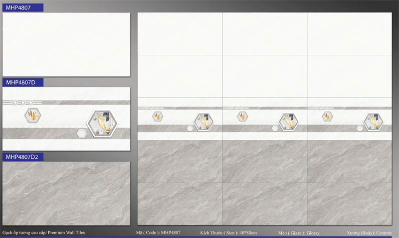  40*80 MHP4807 Gạch ốp tường thân men bóng phương nam (1.28m/4v/th) 