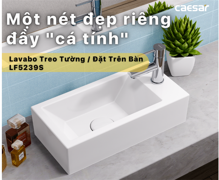  LAVABO LF5239S VUÔNG TREO CAESAR 