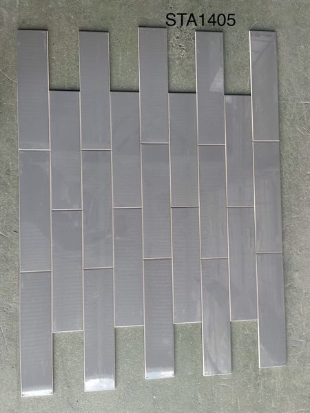  10*40 STA1405 Gạch thẻ trang trí xám đậm bóng SHIJA(25v/th/1m) 