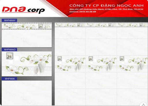  40*80 MHP4805V Gạch ốp tường Viền men bóng phương nam (1.28m/4v/th) 