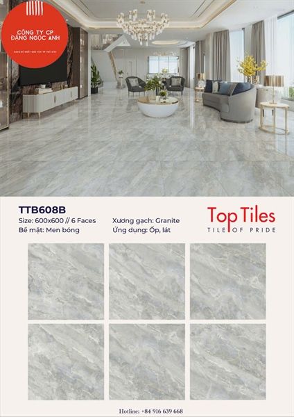 60*60 TTB608B Gạch đá bóng kiếng 6 face 