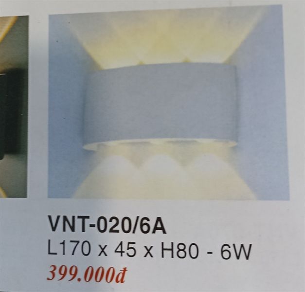  Đèn vách Vnt020/6A ánh sáng vàng 
